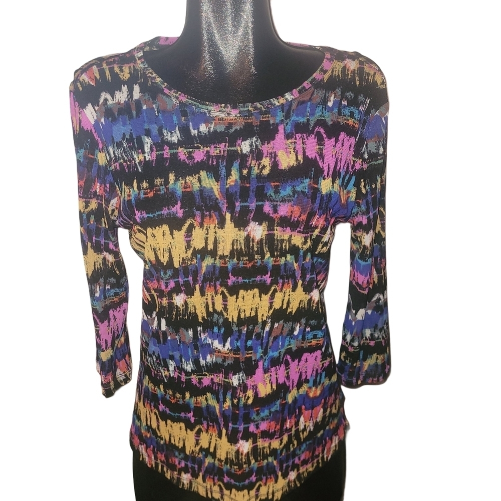 Tristan Multicolor Abstract Long Sleeve Top XL